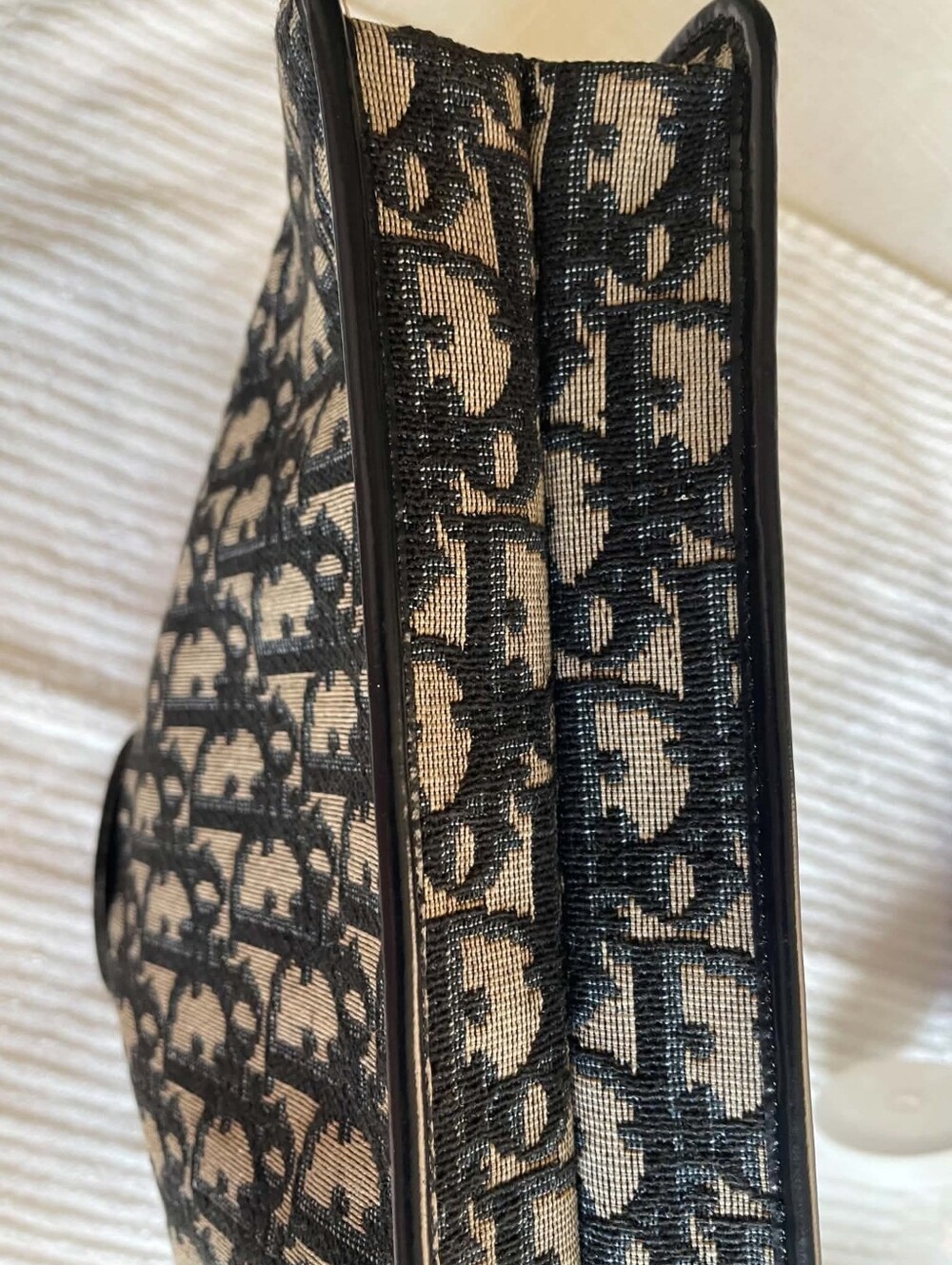 Vintage Dior Black and Blue Monogram Canvas Clutch with Gold Plaque Clutch - Picture 8 of 17